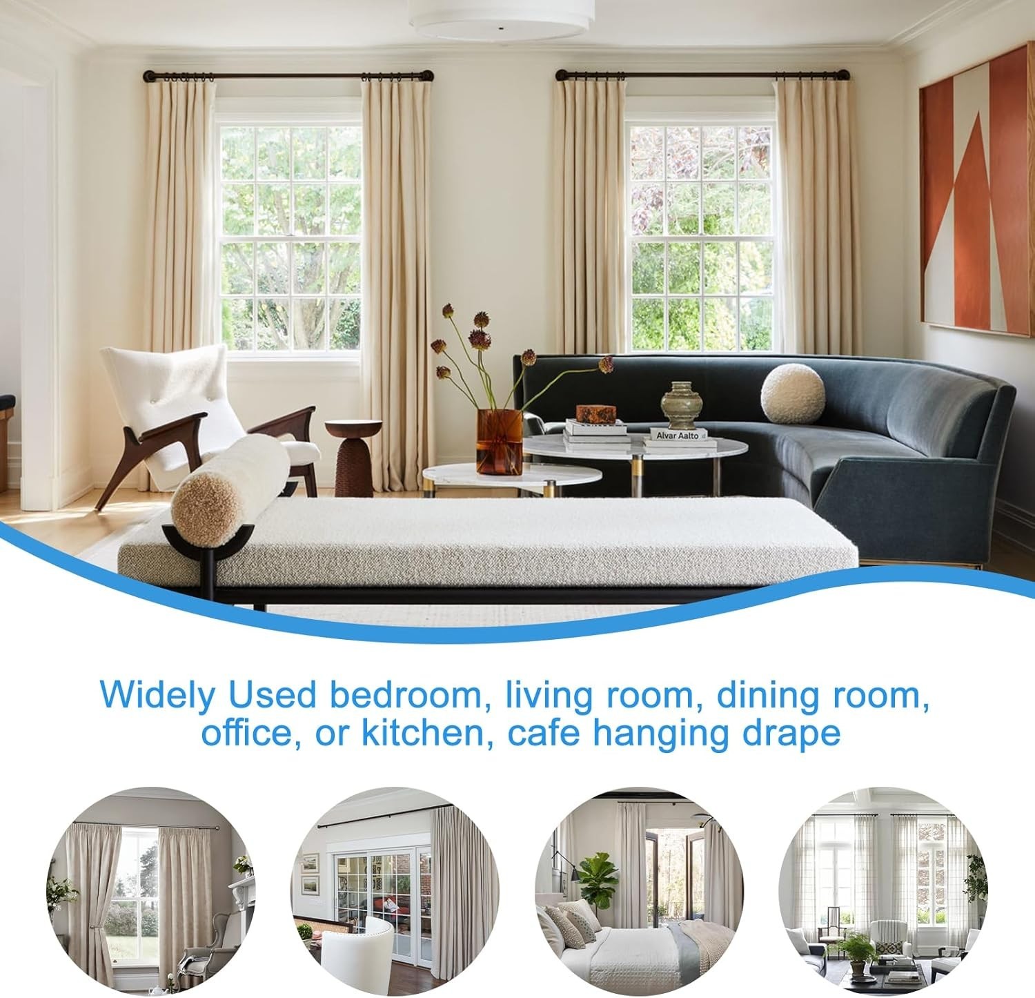 44 Pack Heavy-Duty Curtain Rings – Metal Drapery Rings in Glossy Antique Bronze
