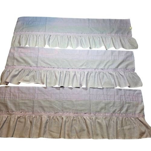 Vintage Lavender Ruffled Window Valances Set of 3 Pastel Purple Cottagecore USA