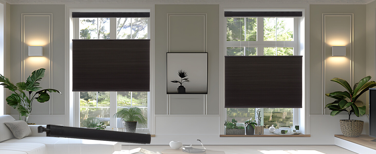 No Tool Screw Install Top Down Bottom Up Blackout Black Cellular Blind Honeycomb