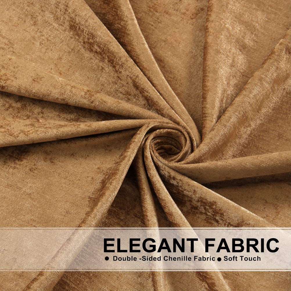Elkca Thick Chenille Window Curtains Valance For Living Room Bronze Waterfall