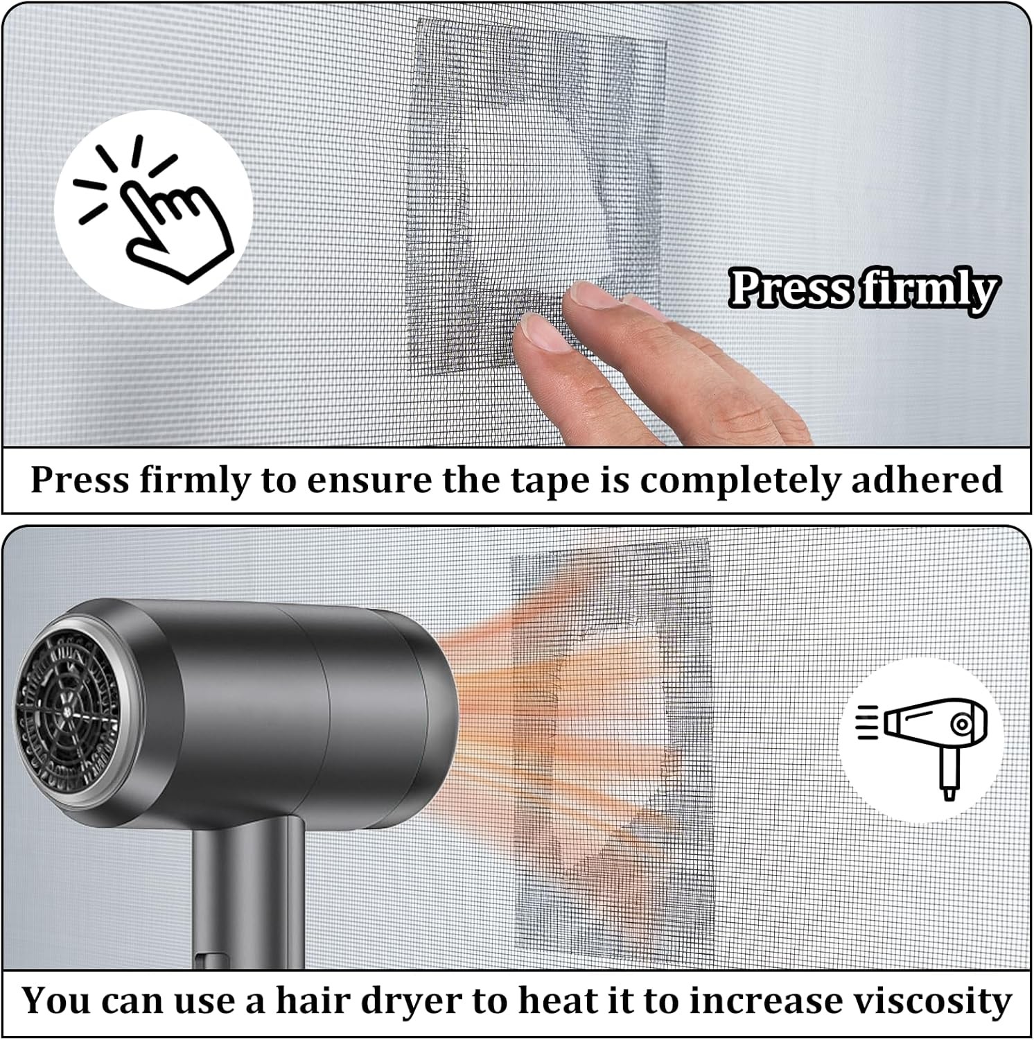 2″ X 30 FT Black Window Screen Repair Tape, Strong Adhesive Fiberglass Mesh