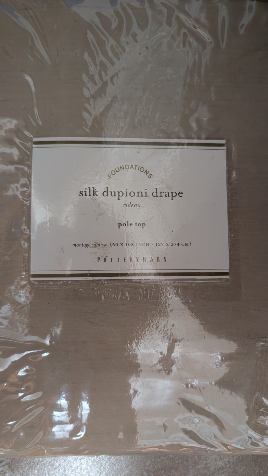 Pottery Barn Foundations Silk Dupioni Drape Rideau Lined pole top drapes panels