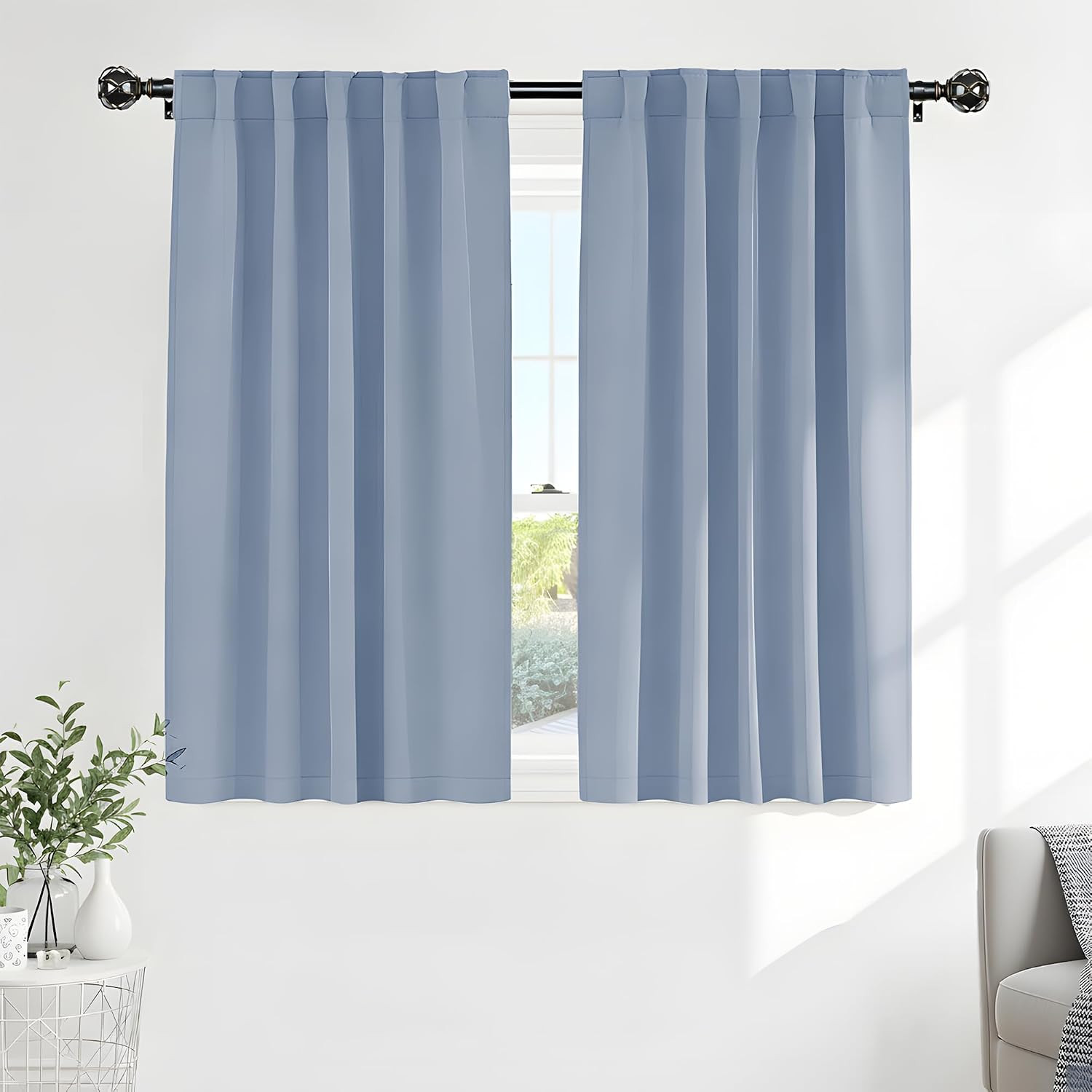 Short Blackout Curtains Set – Nursery Short Curtain Panels Thermal Insulated Win