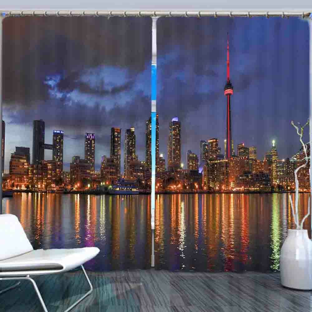 City Gorgeous Lights 3D Blockout Photo Print Curtain Fabric Curtains Window