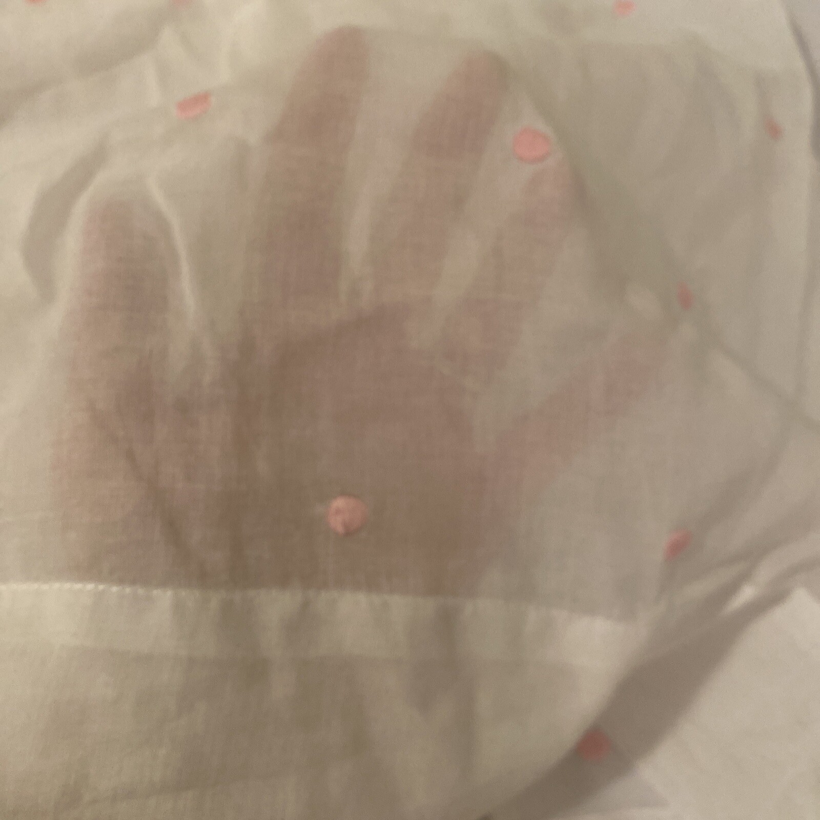 Pottery Barn Kids Sheer Embroidered Pink Dots Drapery Panel 44″ X 61” VGUC