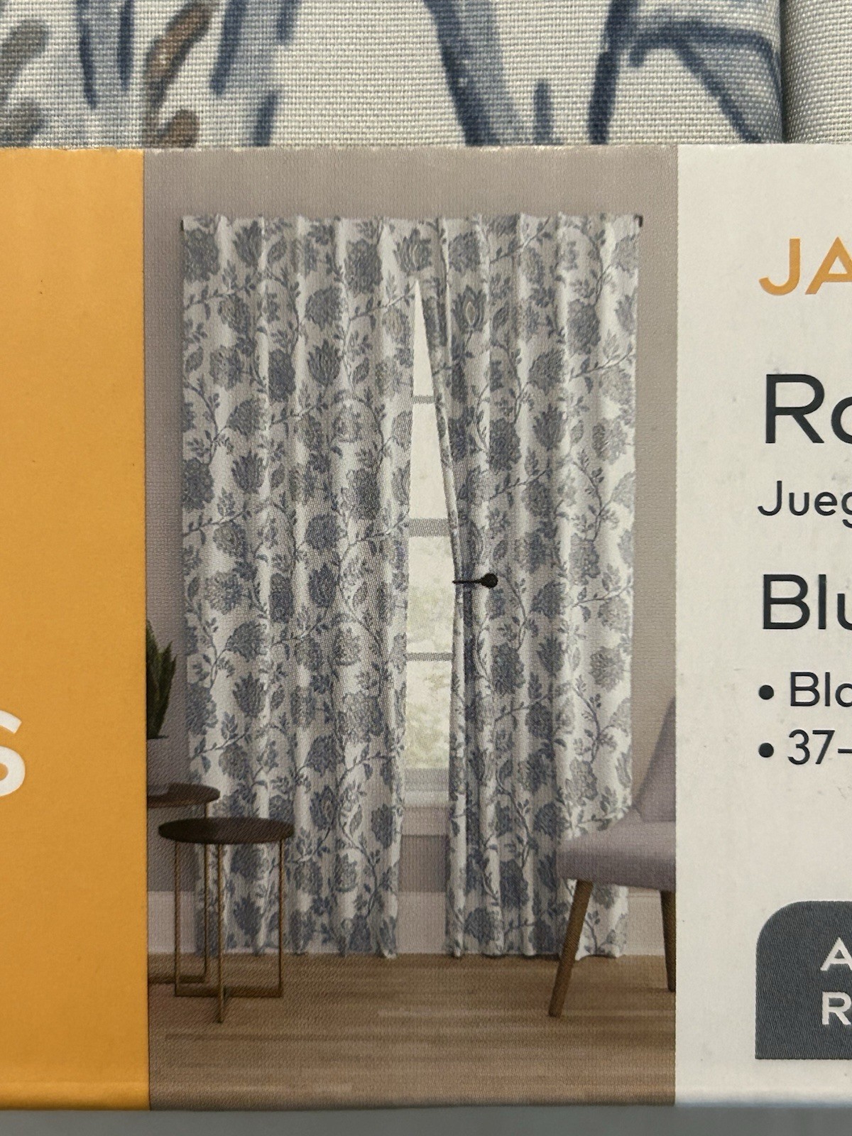 DRAPERY CURTAIN PANELS Style Selections Blackout 37”x84” Blue Floral NEW