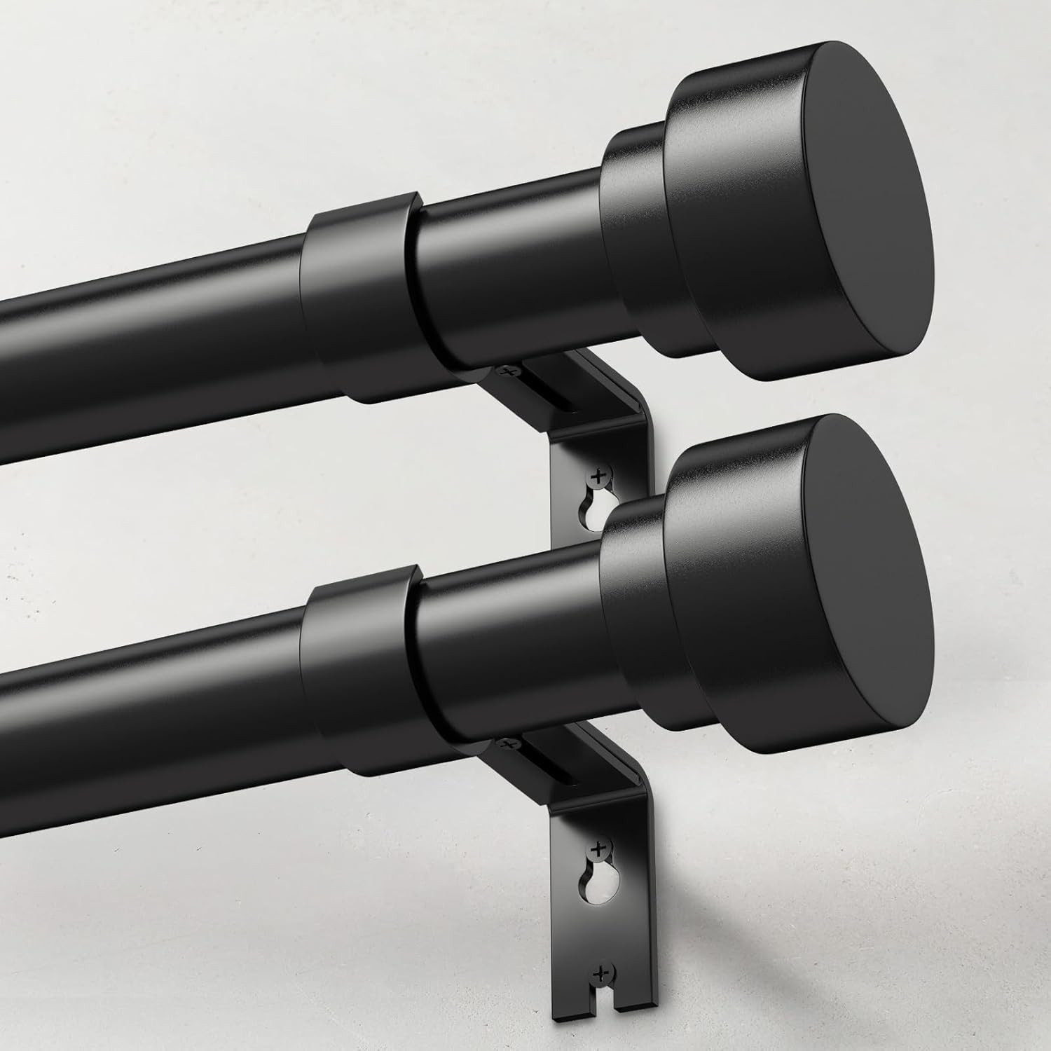 Heavy Duty Curtain Rods for Windows 48 to 84 Inch, 1 Inch Adjustable White Curta