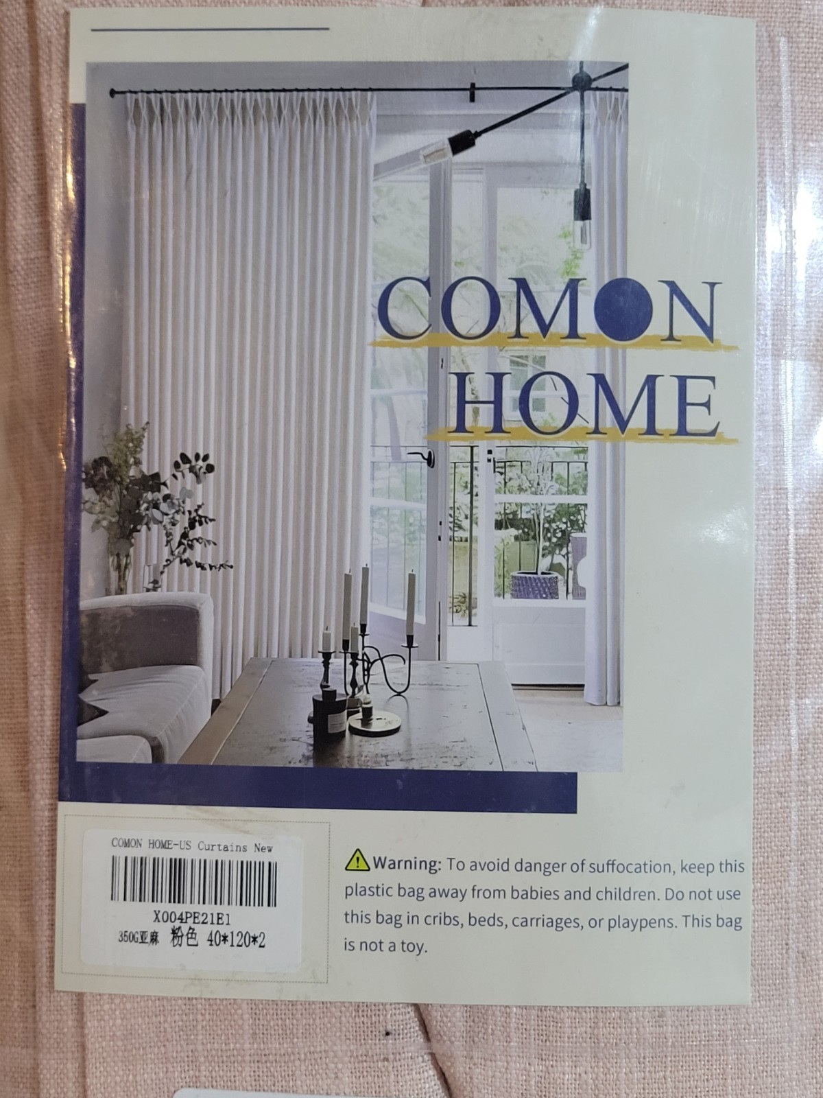 Comon Home Light Pink Linen Curtains. Large Full Length 40cm x 120cm x 2cm New