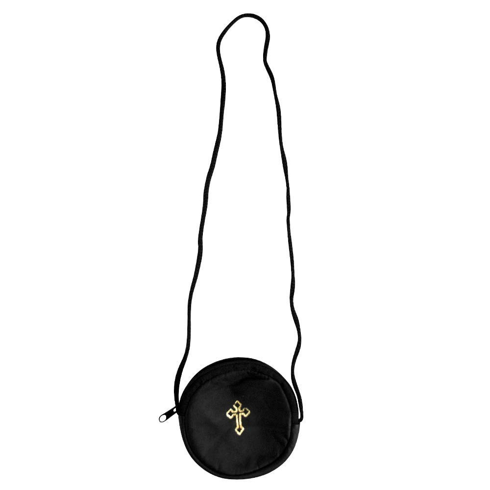 4″ Black Round Burse | Perfect for Pyx Travel and Communions | Holds Most Sin…