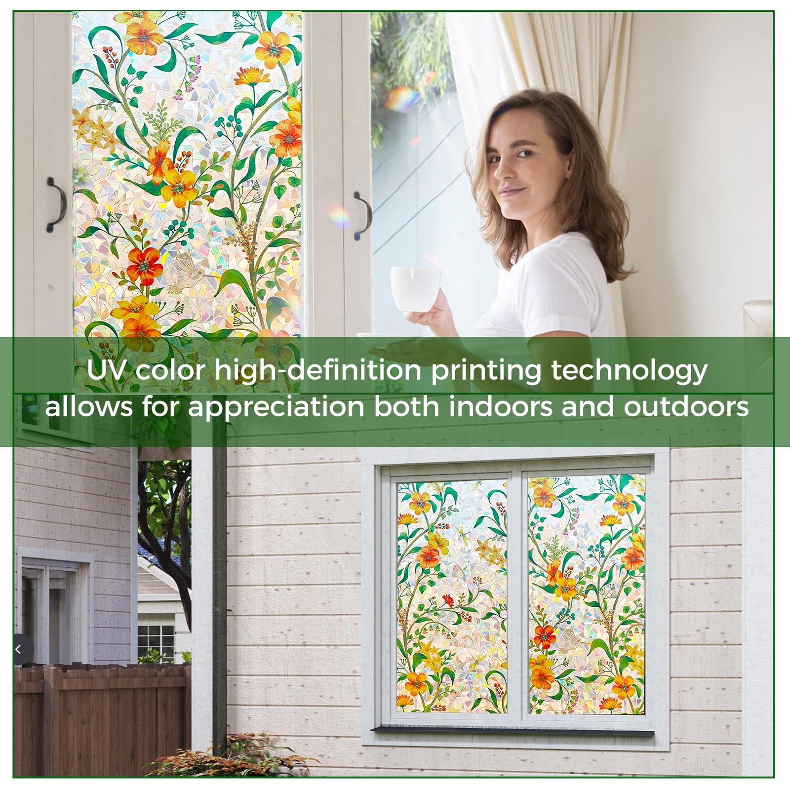 Stained Glass Window Clings Decorative Suncatcher Window Film Stickers
