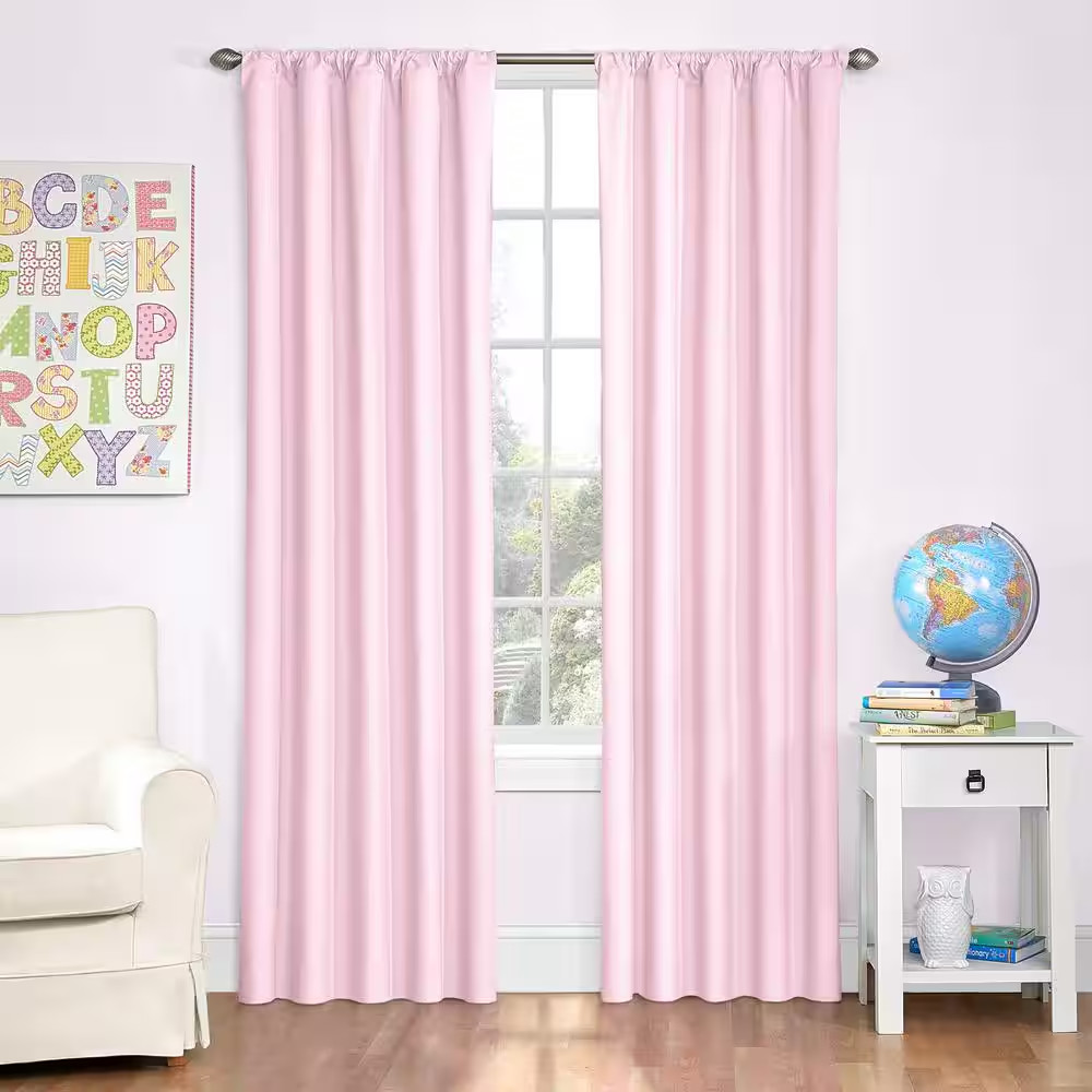 Kids Microfiber Thermaback Pink Solid Polyester 42 In. W X 84 In. L Blackout Sin