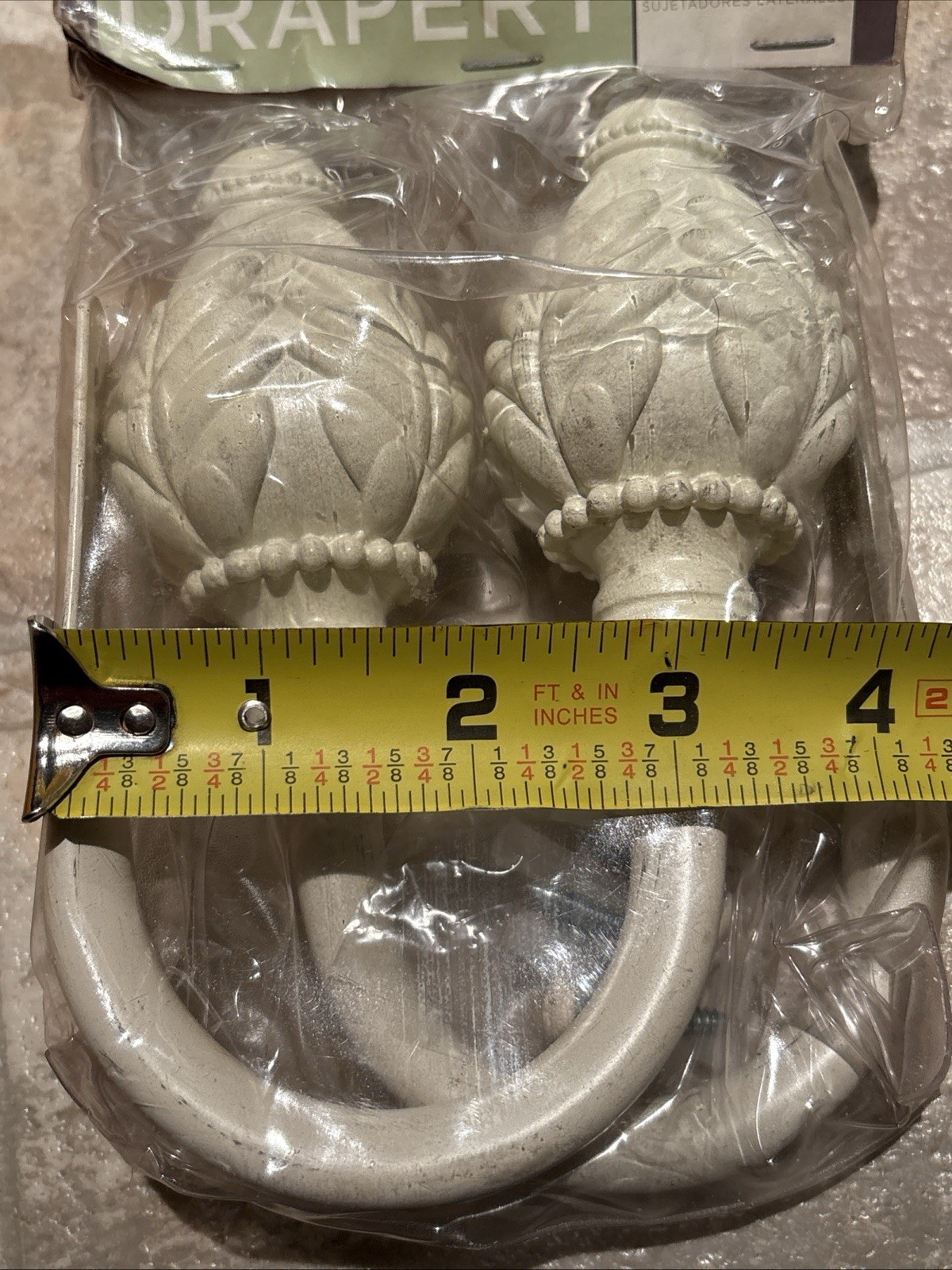 Vintage Beme Drapery Hold Backs Antique White Distressed Shabby Chic New