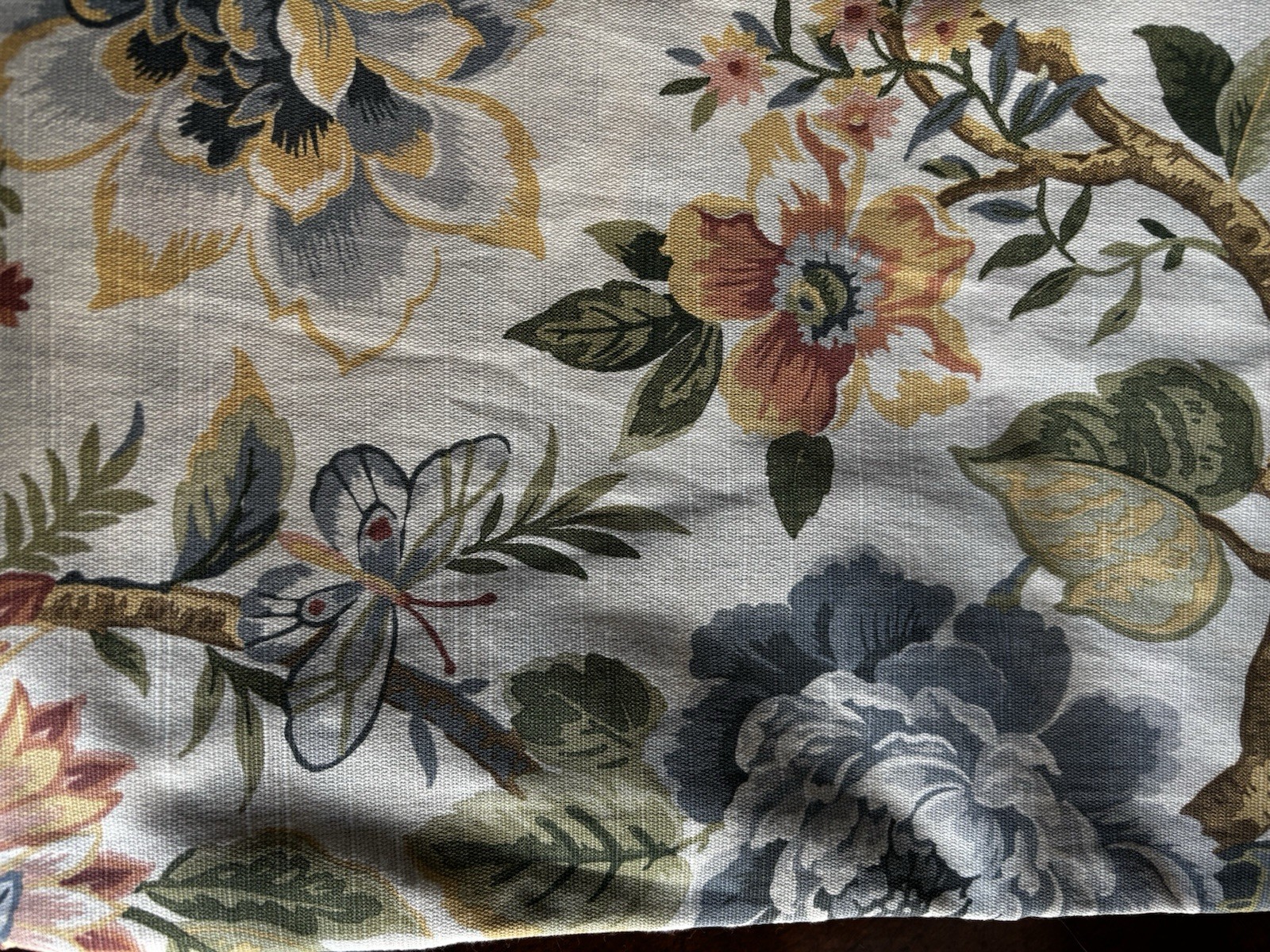 NWT Curated Kravet 2 pc Window Curtains Jacobean Floral Birds Cotton 50″ x 84″