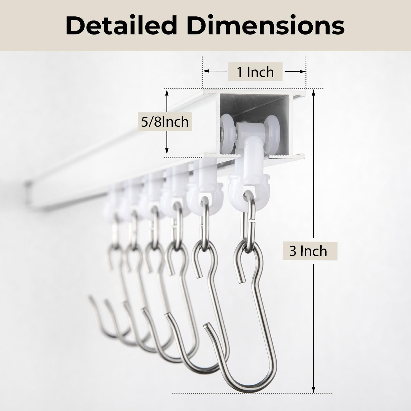 Curtain Track, Ceiling Curtain Track with Roller Hooks, Ceiling Mount Rail Se…