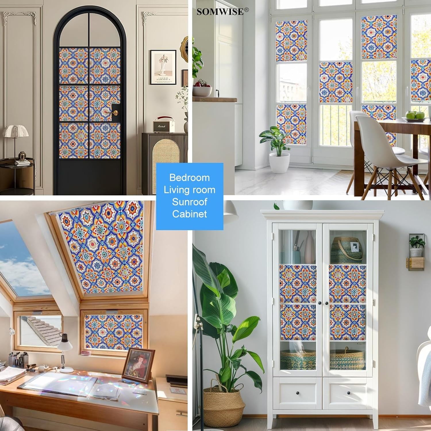 Window Privacy Film Decorative Static Cling Stained Glass Tint Sticker Cover