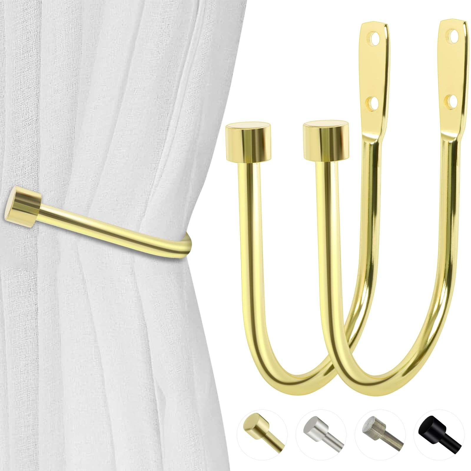 HIKMLK Minimalist Curtain Holdbacks 2pcs, Cast Iron Solid Heavy Duty Metal Cu…