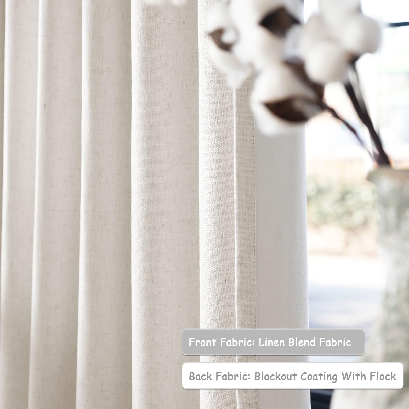 54 Inch Black Out Curtains for Bedroom 2 Panels Set, Cream