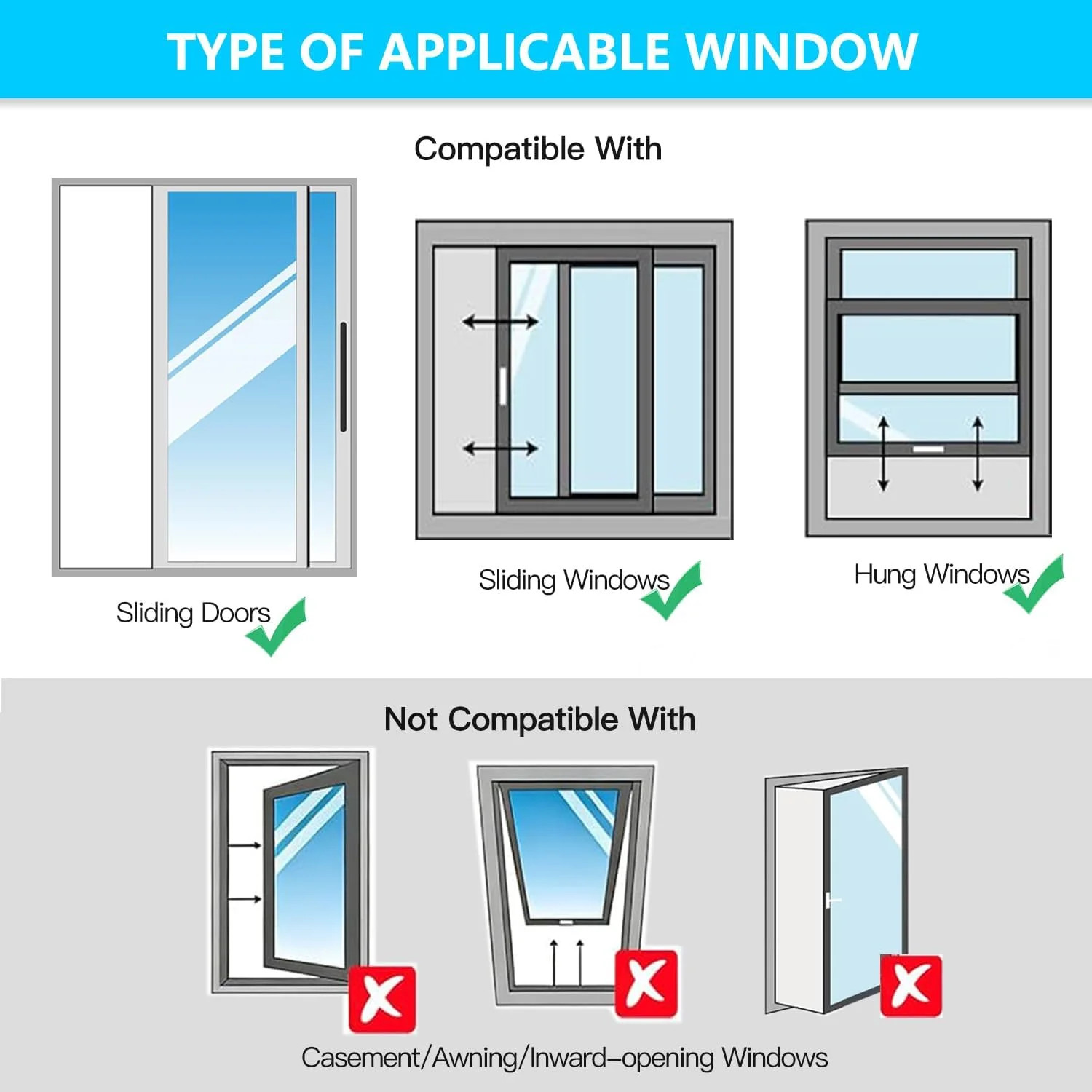 3-Layer Insulated Portable AC Window Seal Kit Max 70″ Stepless Adjustable Reflec