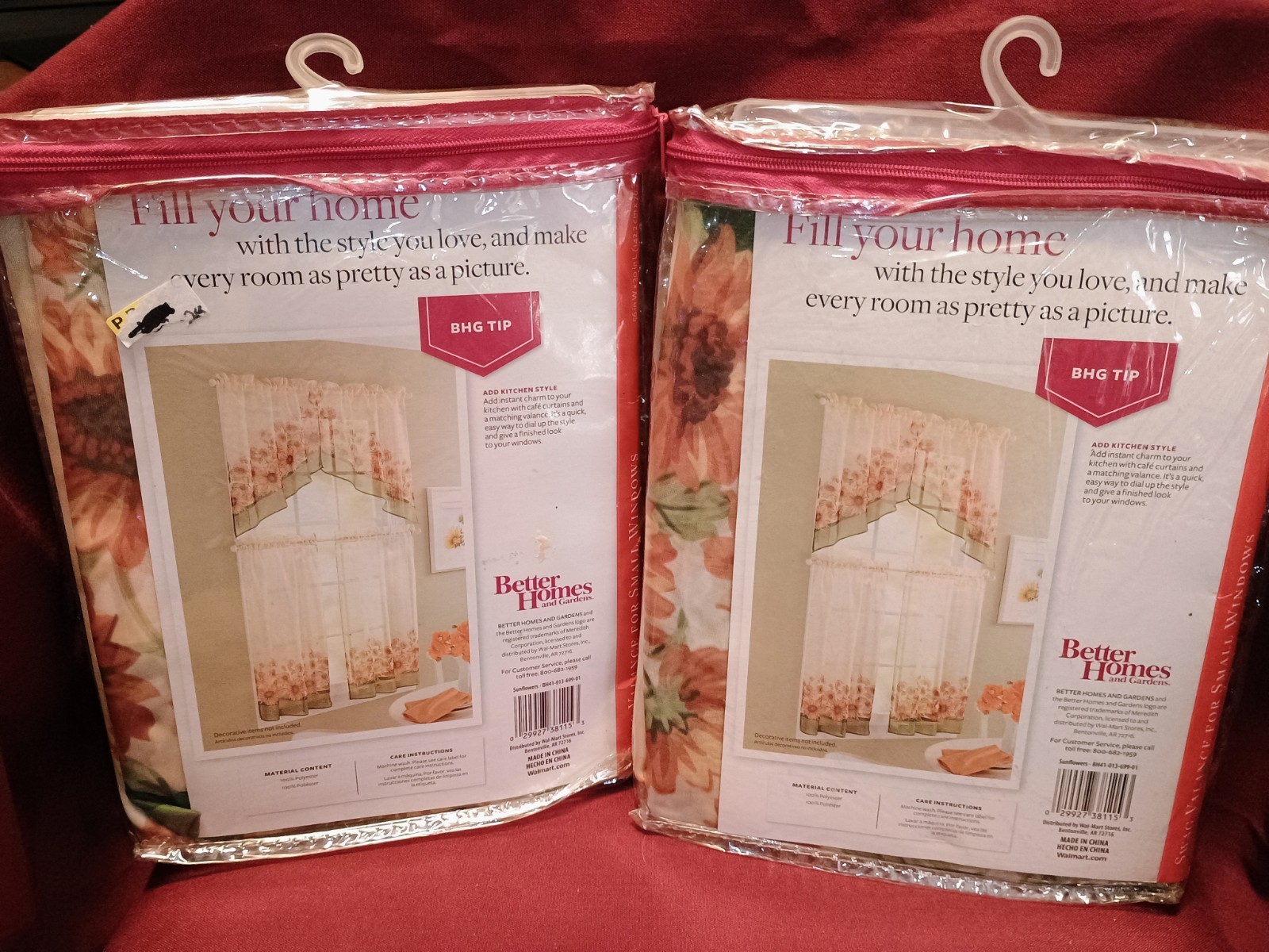 2 PKGS New BETTER HOMES & GARDENS SUNFLOWERS Meredith Corp SET 2 TIERS & PANELS