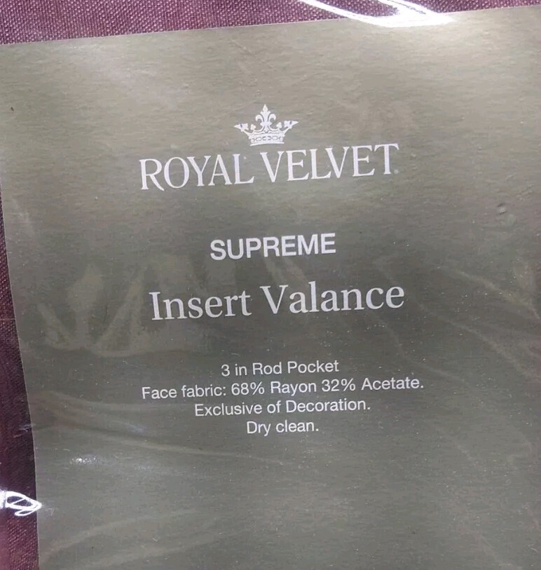 Royal Velvet Supreme Insert Valance 41x15in Dark Red Home Window Treatment Decor