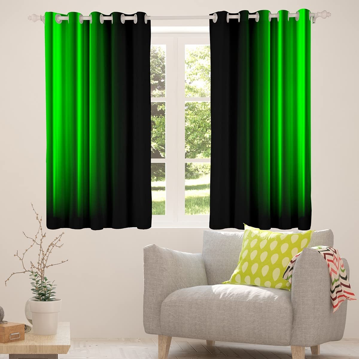 Feelyou Geometric Abstract Ombre Curtains Men Adults Teens Green And Black
