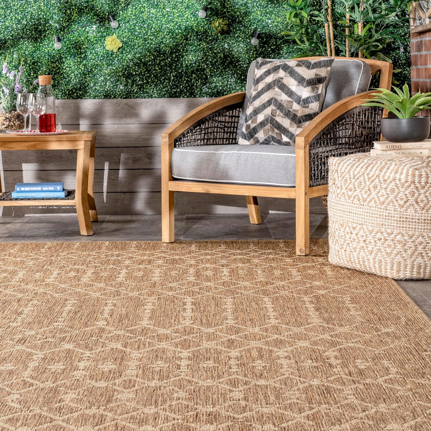 Outdoor Performance Grayson Brown/Ivory, 8′ X 10′, Moroccan, Soft, High Traffic,