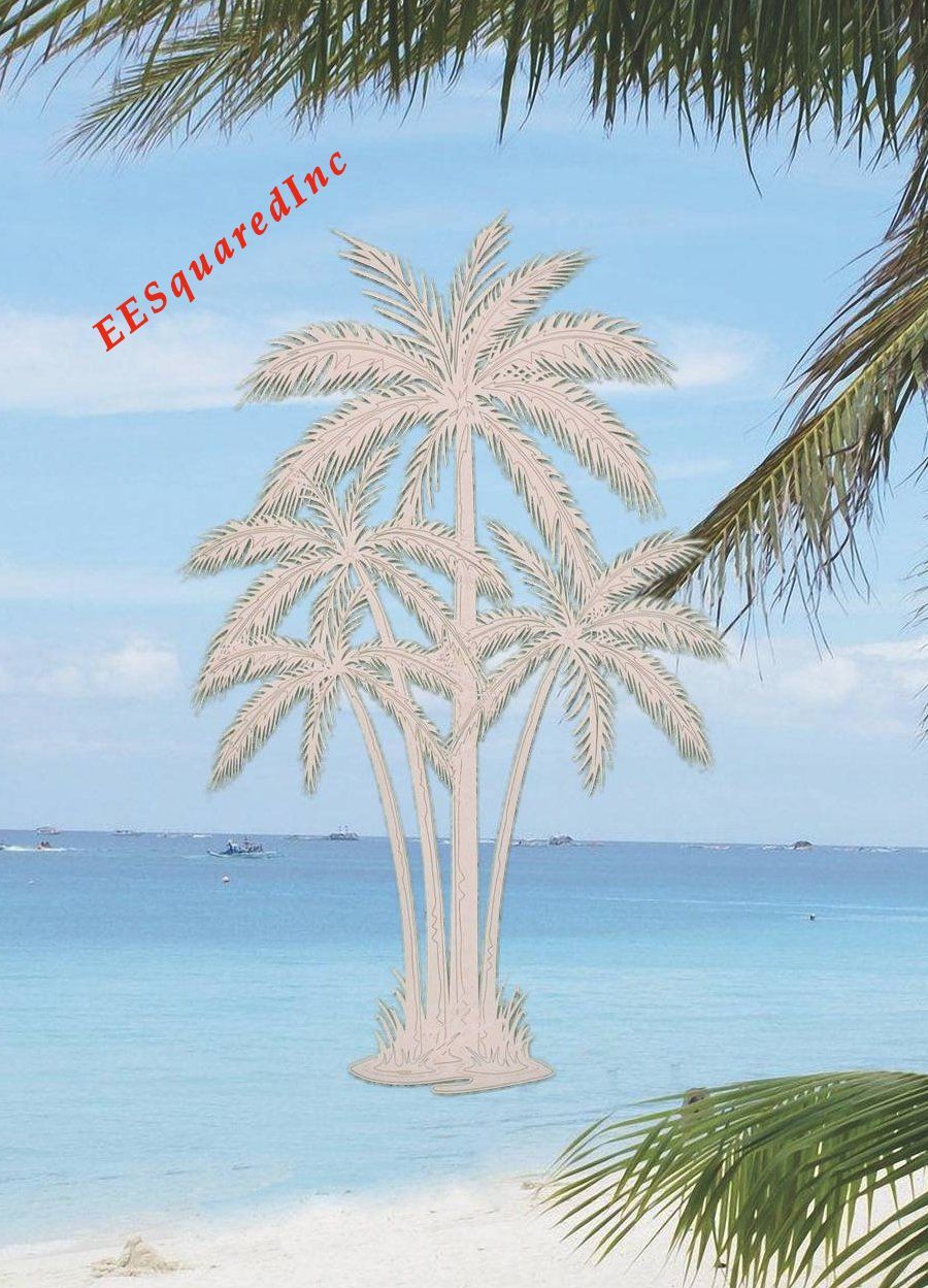 Palm Trees Static Cling Window Decal -OVAL 10×16 Tropical Glass Door Decor NEW