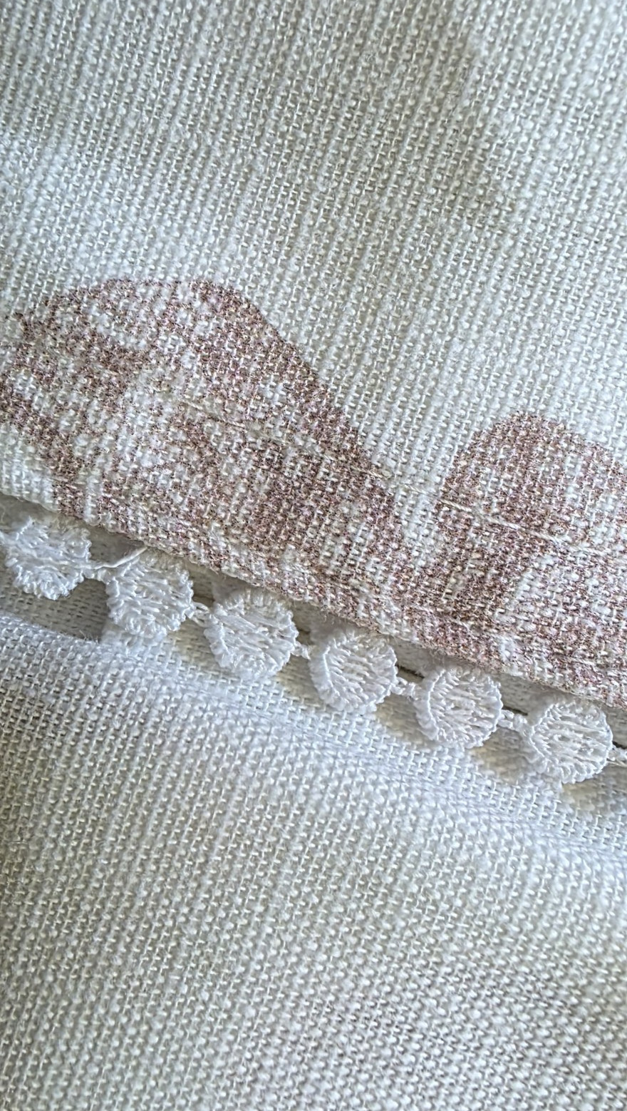 Moss & Willow Set 2 Curtains 50×96 White Pink Bow Lace Trim Cottage Farmhouse