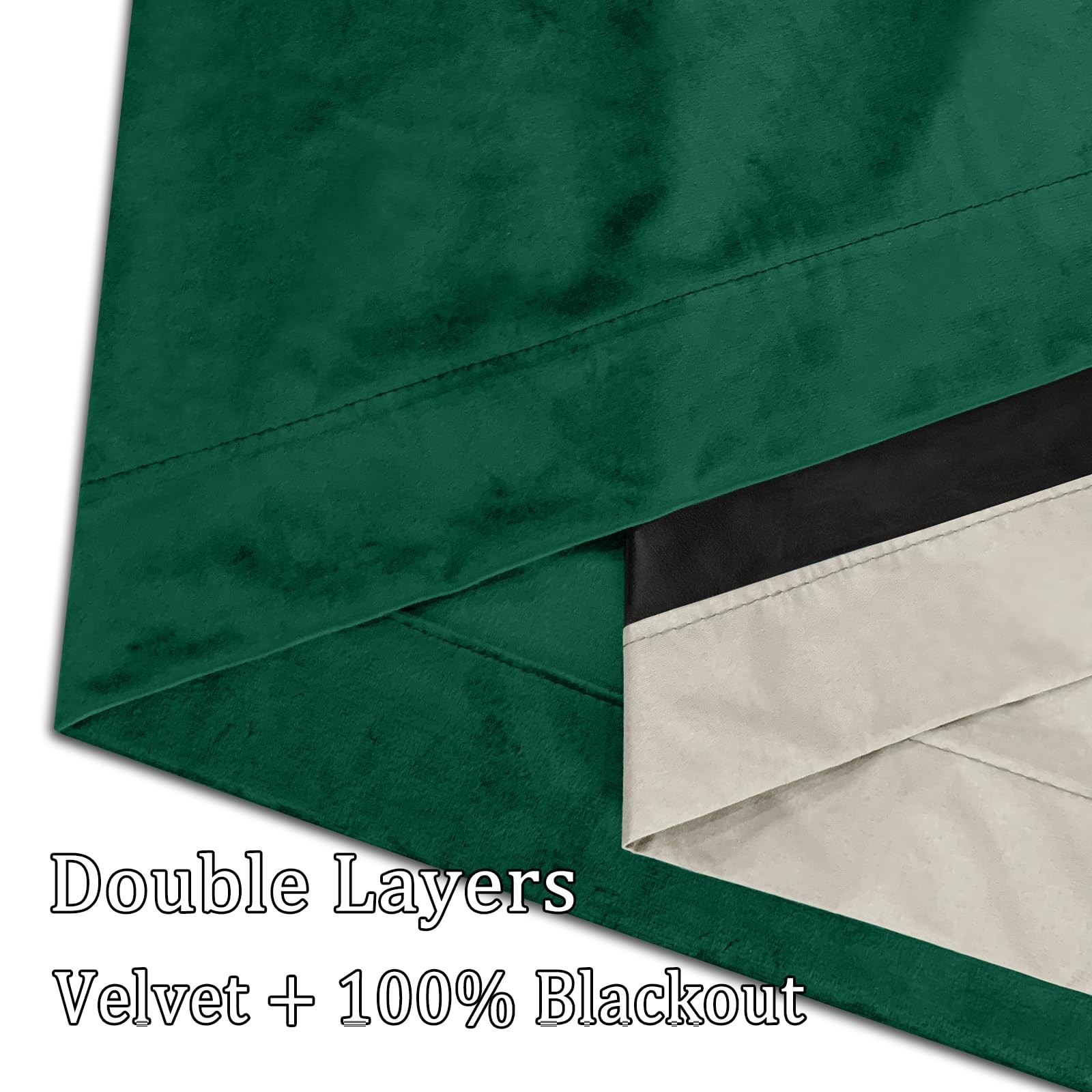 100% Full Blackout Velvet Curtains with Liner 72 inch Long 2 Panels for Livin…