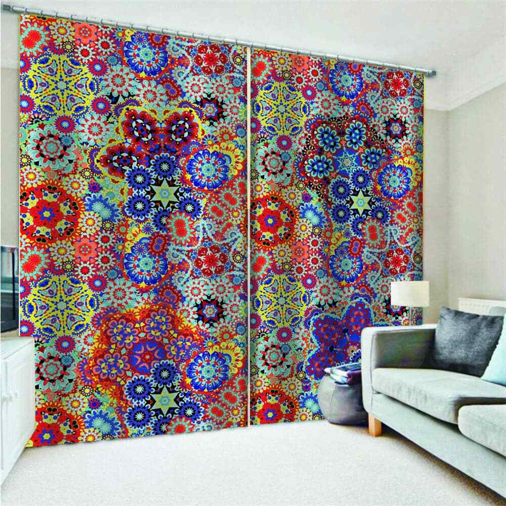 fashion and bright floral elements Printing 3D Blockout Curtains Fabric Window