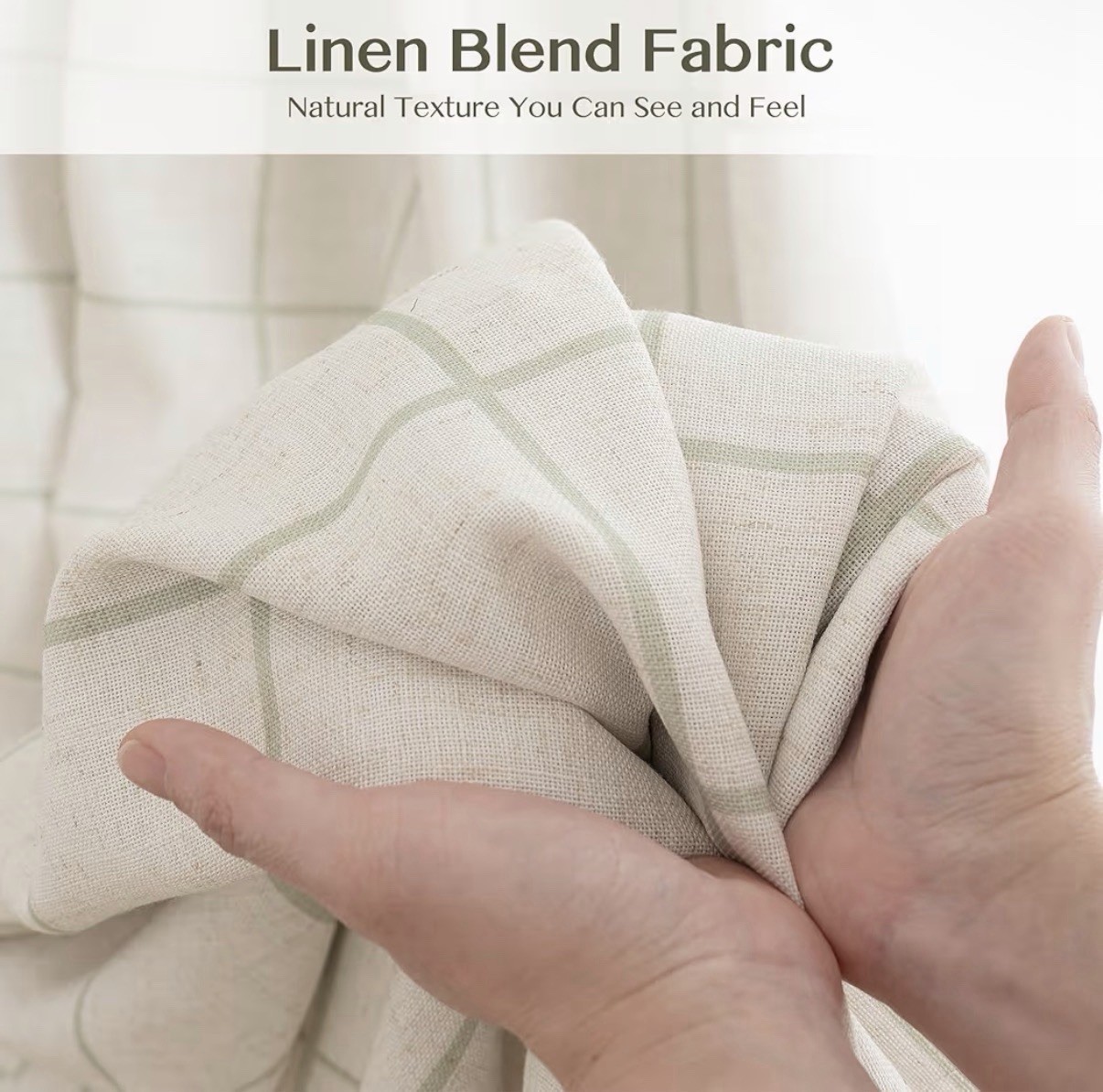 Pinch Pleated Plaid Curtains Blackout Linen Gingham Green Curtains Checkered102”