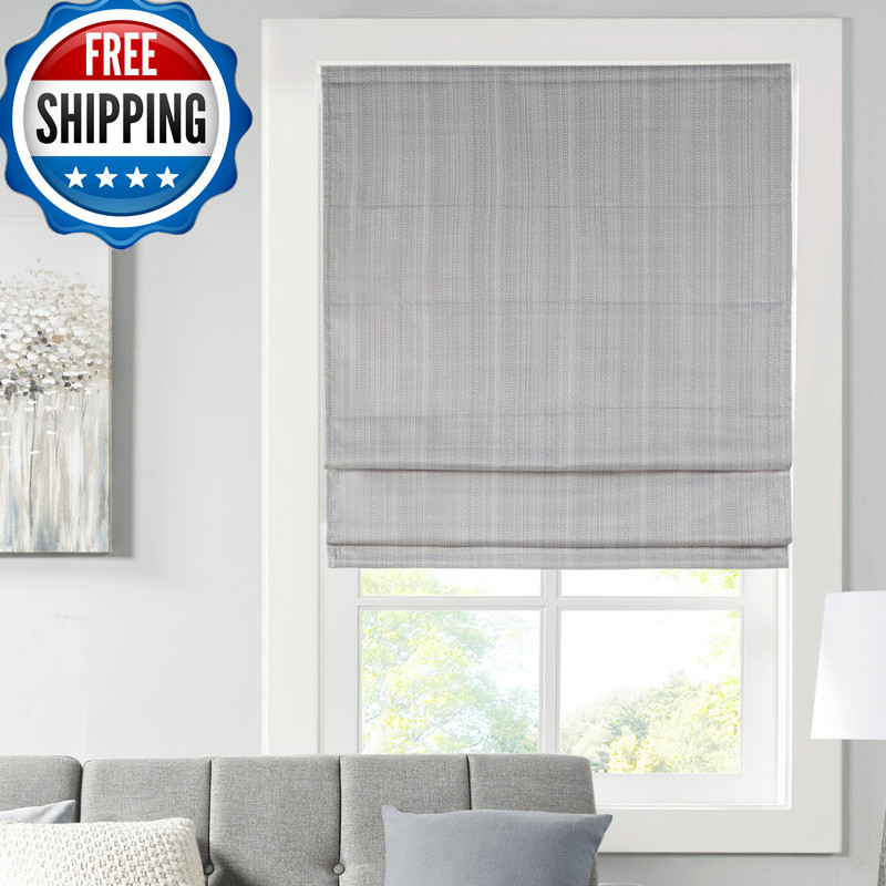 Madison Park Galen Cordless Roman Shade 23W X 64H Sheen Grey Room Darkening