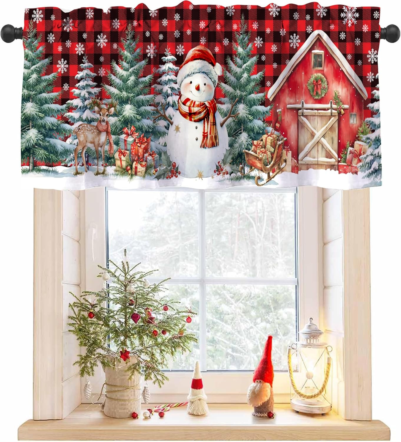 Snowman Christmas Kitchen Valances for Windows – Snowman Christmas Curtains, Win