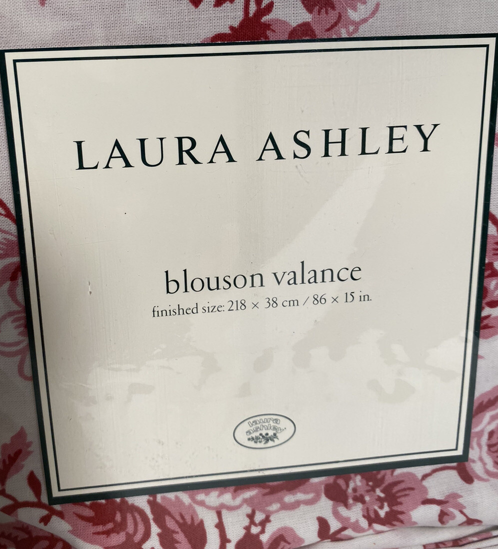 Vintage Laura Ashley Window Valance Blouson Colette Red 86 In X 15 In Red White