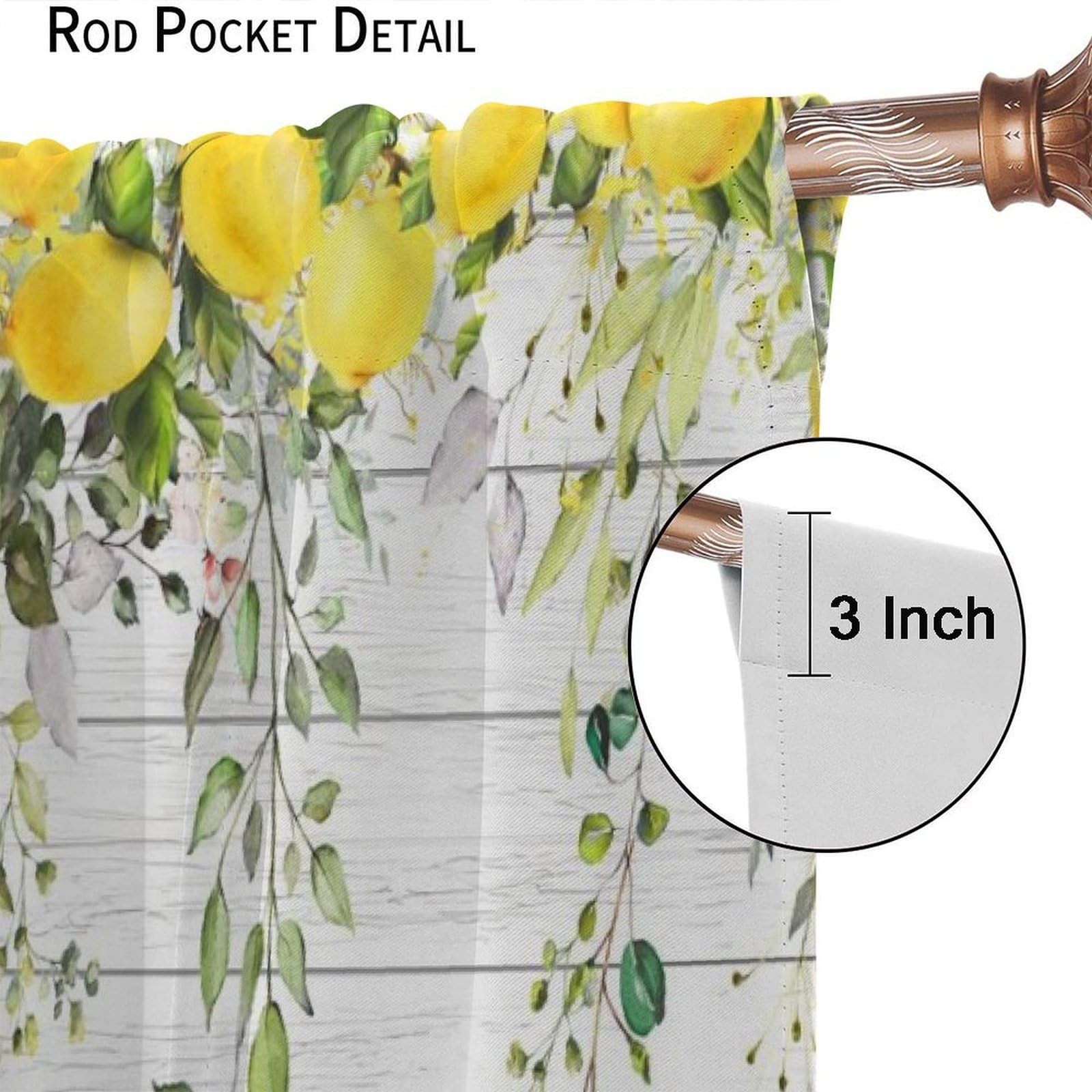 Lemon Curtains, Spring Floral Leaf Eucalyptus Leaves Yellow Farmhouse Wooden …