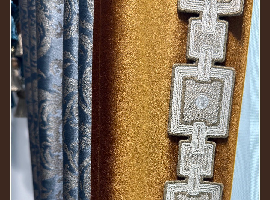 European grey bronzing embroidery flannel valance window curtain tulle M1911