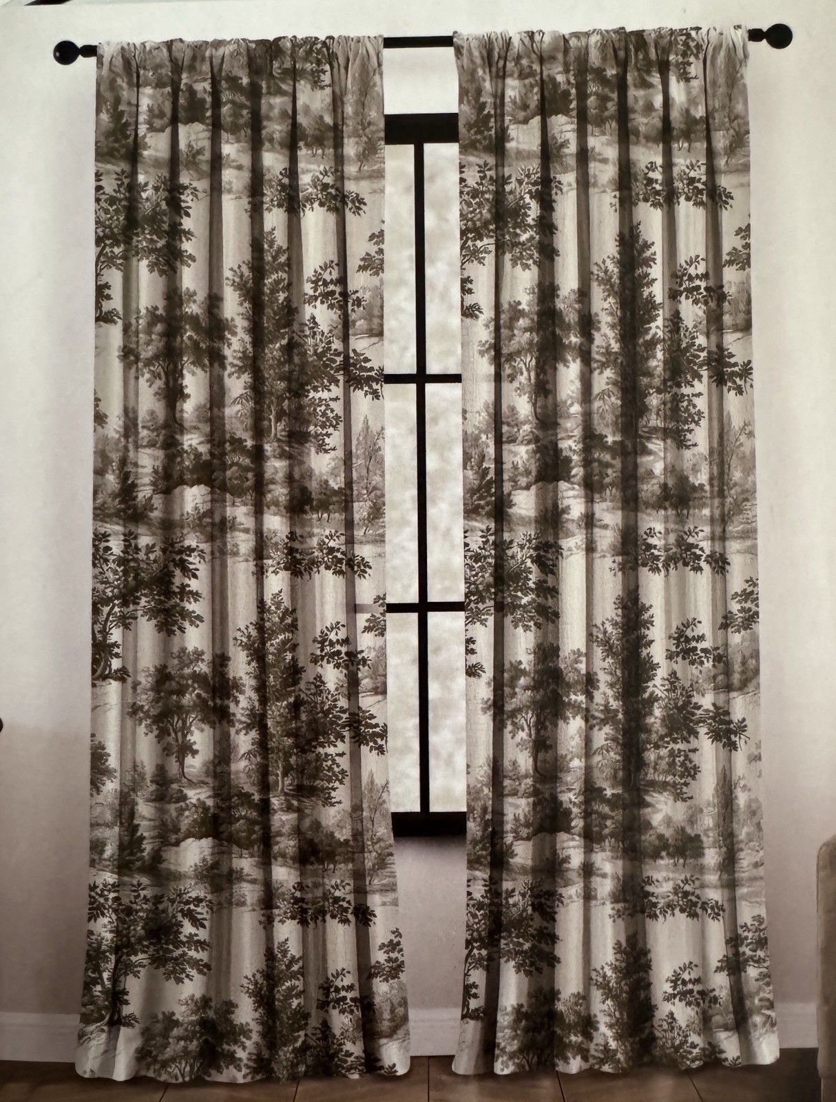 New ENVOGUE Window Curtains 2 Panels 37 x 96″ Beige Olive Green Drapers Back Tab