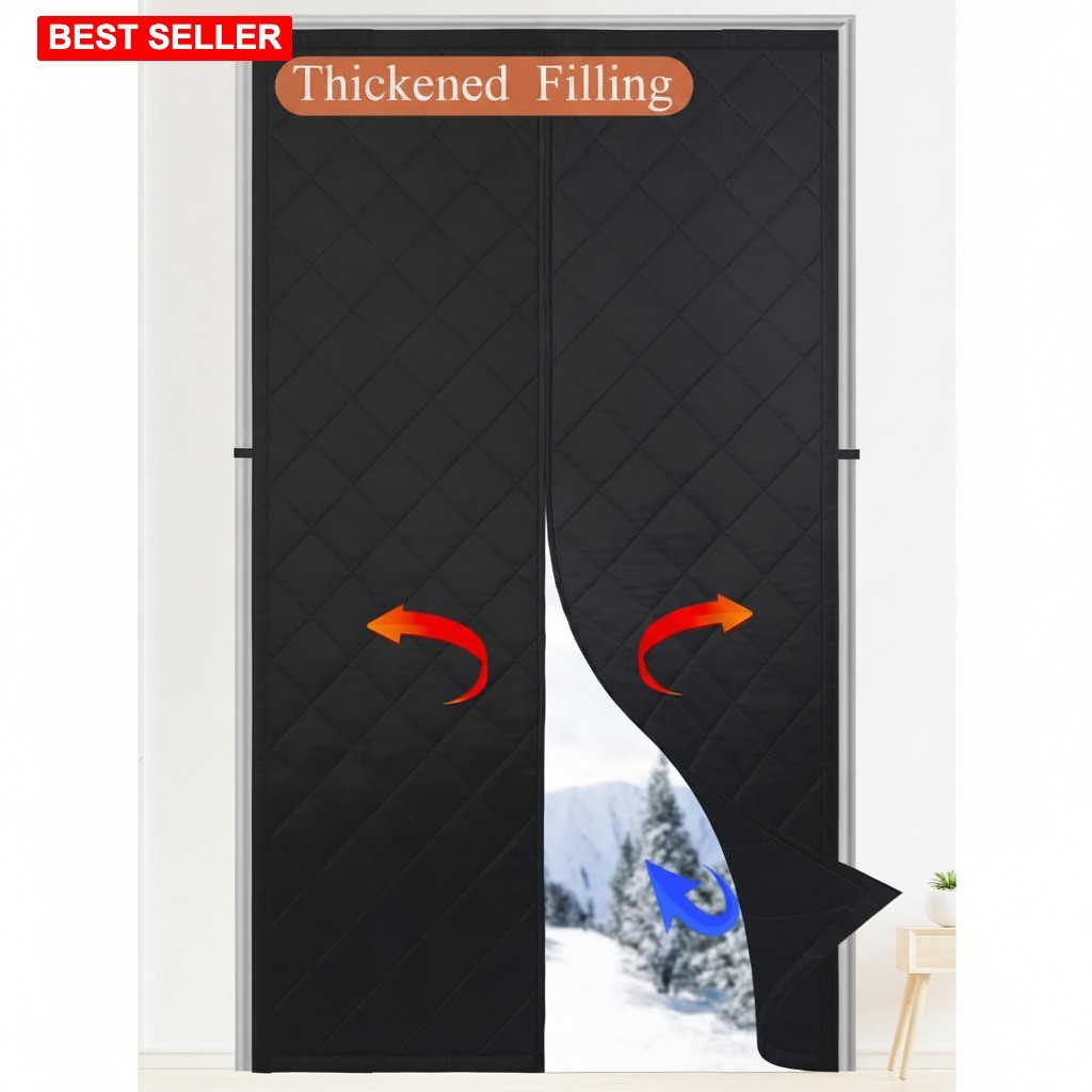 Door Curtain 38×82 Inch Insulated Magnetic Weatherproof Oxford Fabric Polyest…