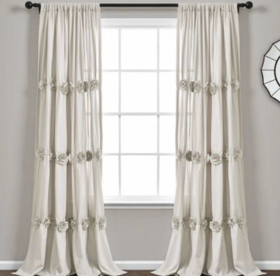 New Lush Décor Darla Beige Light Filtering Single Window Curtain Panel 84″x 40″