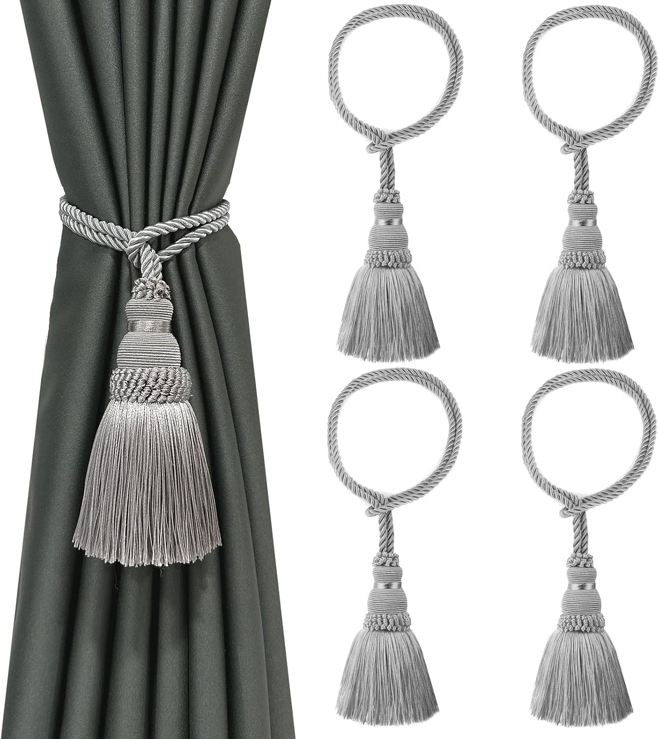 2 Pack Curtain Tie Backs Rope Tassels for Curtains Drape tiebacks Handmade Outdo