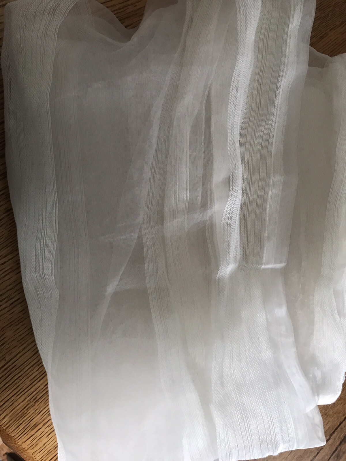 Exclusive Fabrics polyester &linen blend white stripe sheer curtain 46 X 96