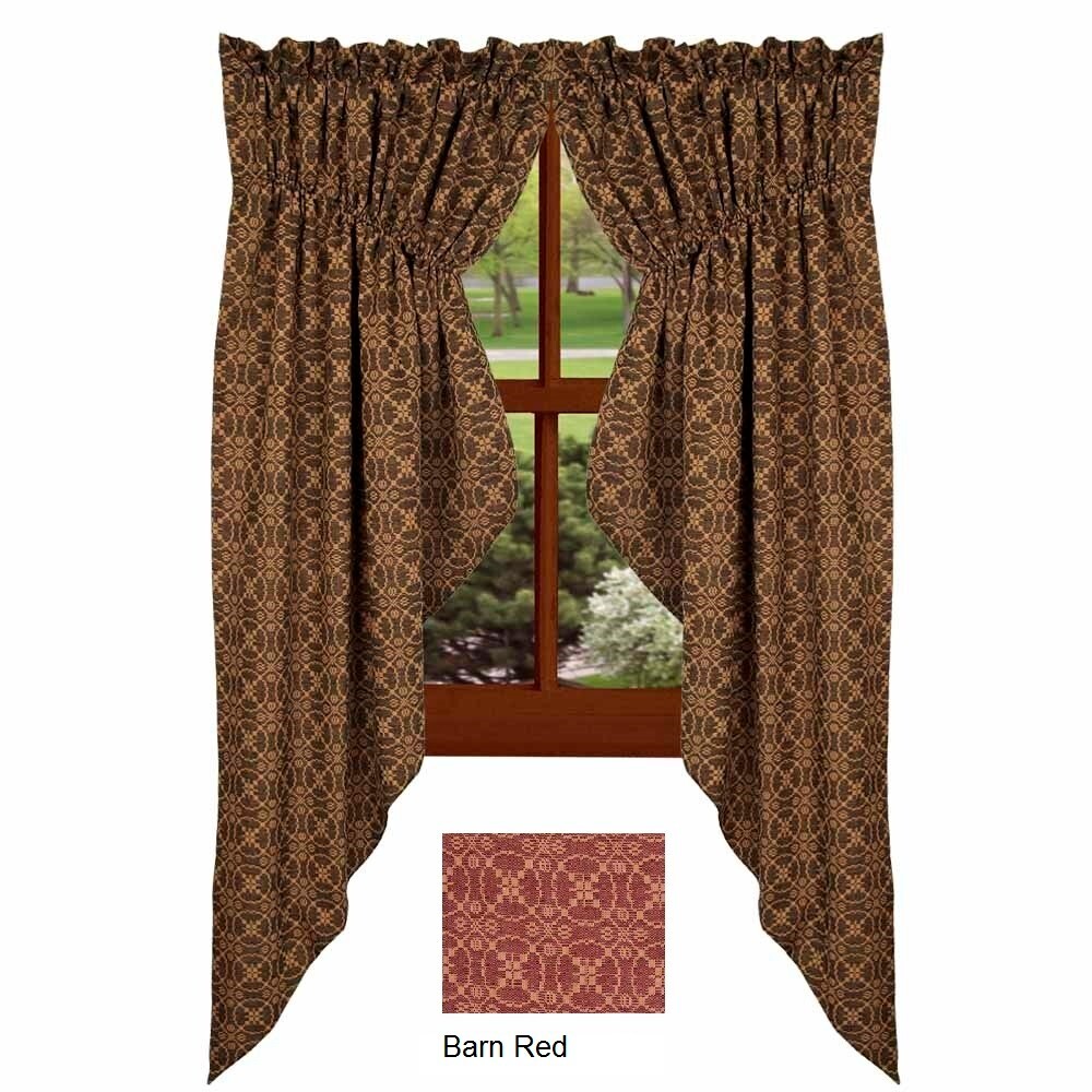 New Primitive Coverlet RED LOVERS KNOT PRAIRIE SWAGS Panels Curtains