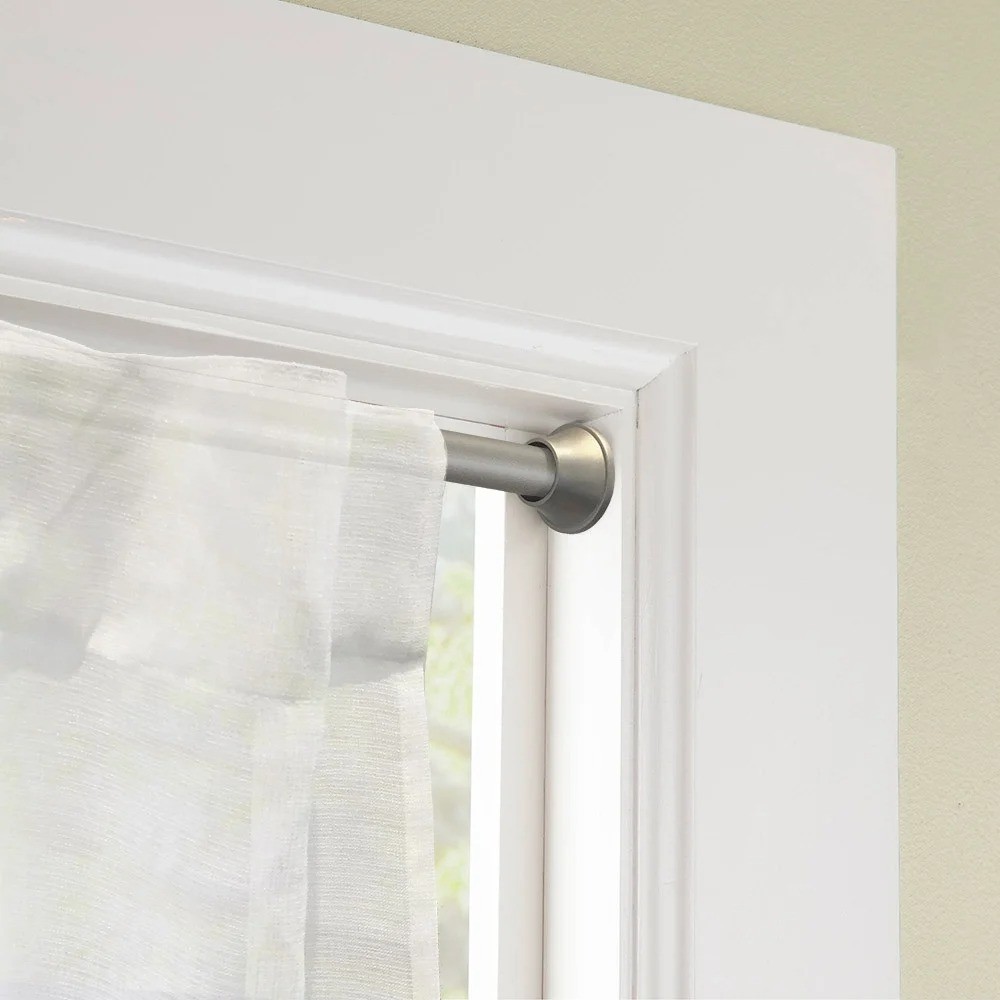 Silver Adjustable Tension Rod for Curtains 30 to 52 Inches Extendable Curtain