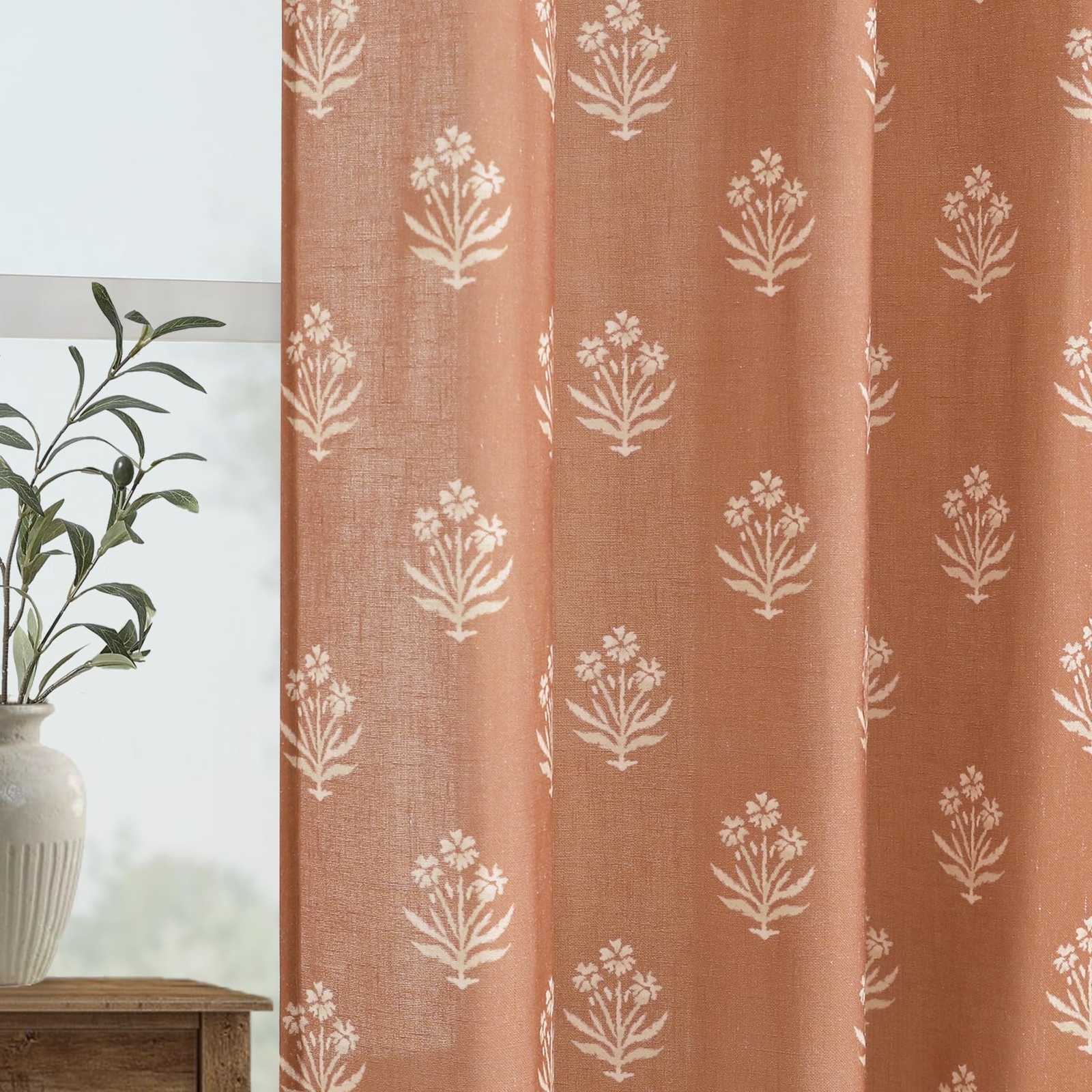 Boho Curtains 84 Inch Length 2 Panels Set for Bedroom,Vintage Floral Rustic B…