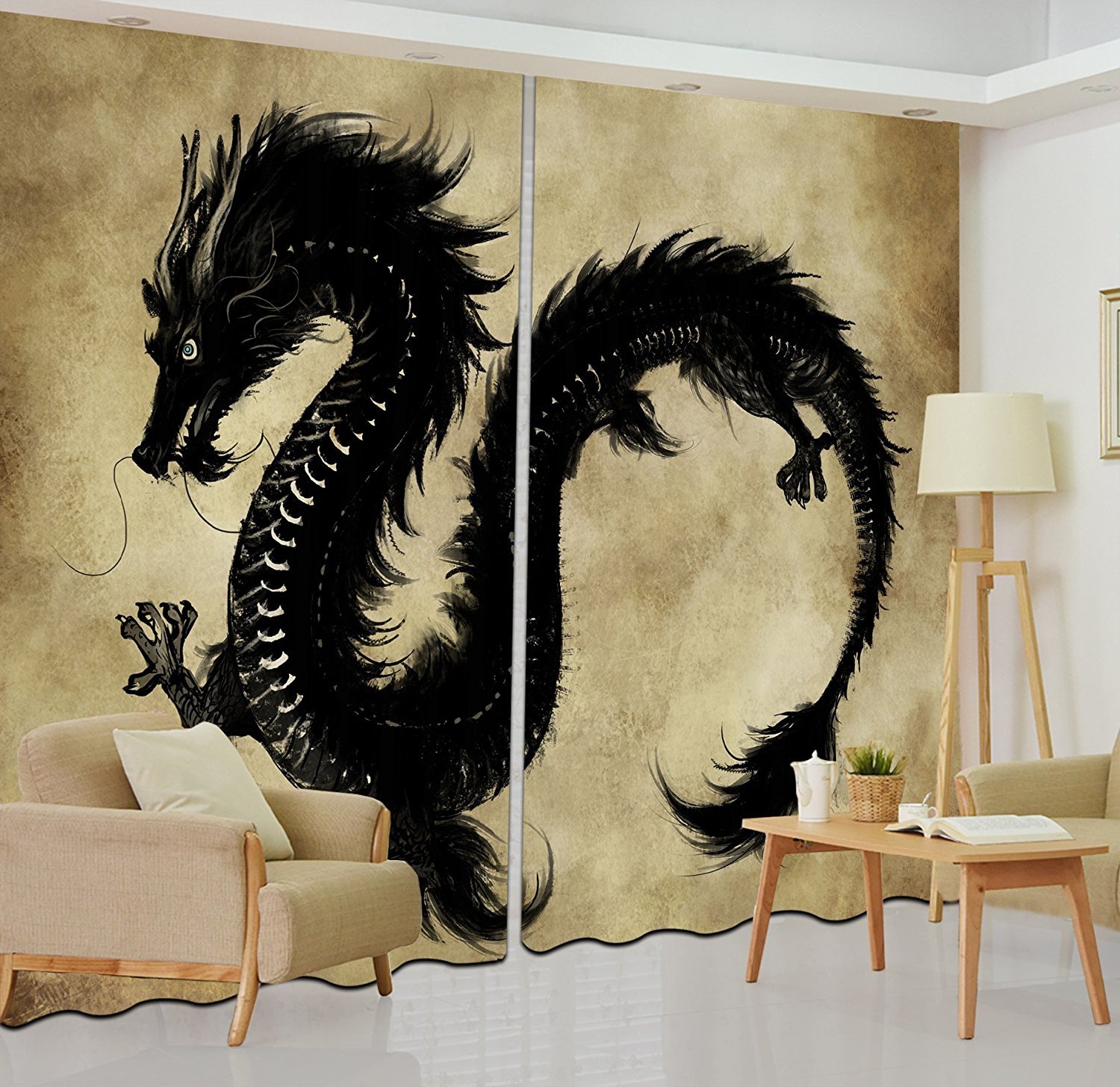 Abstract Style 3D Curtain Blockout Drapes Fabric Photo Printing Window Decor