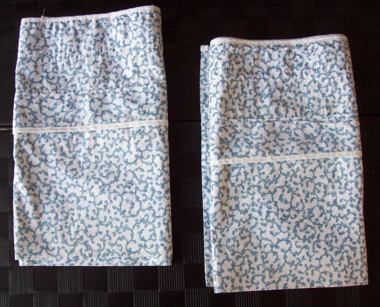 VTG Croscill Ashley Blue Filagree Scroll Blouson Valances~Cotton/Poly~86×18