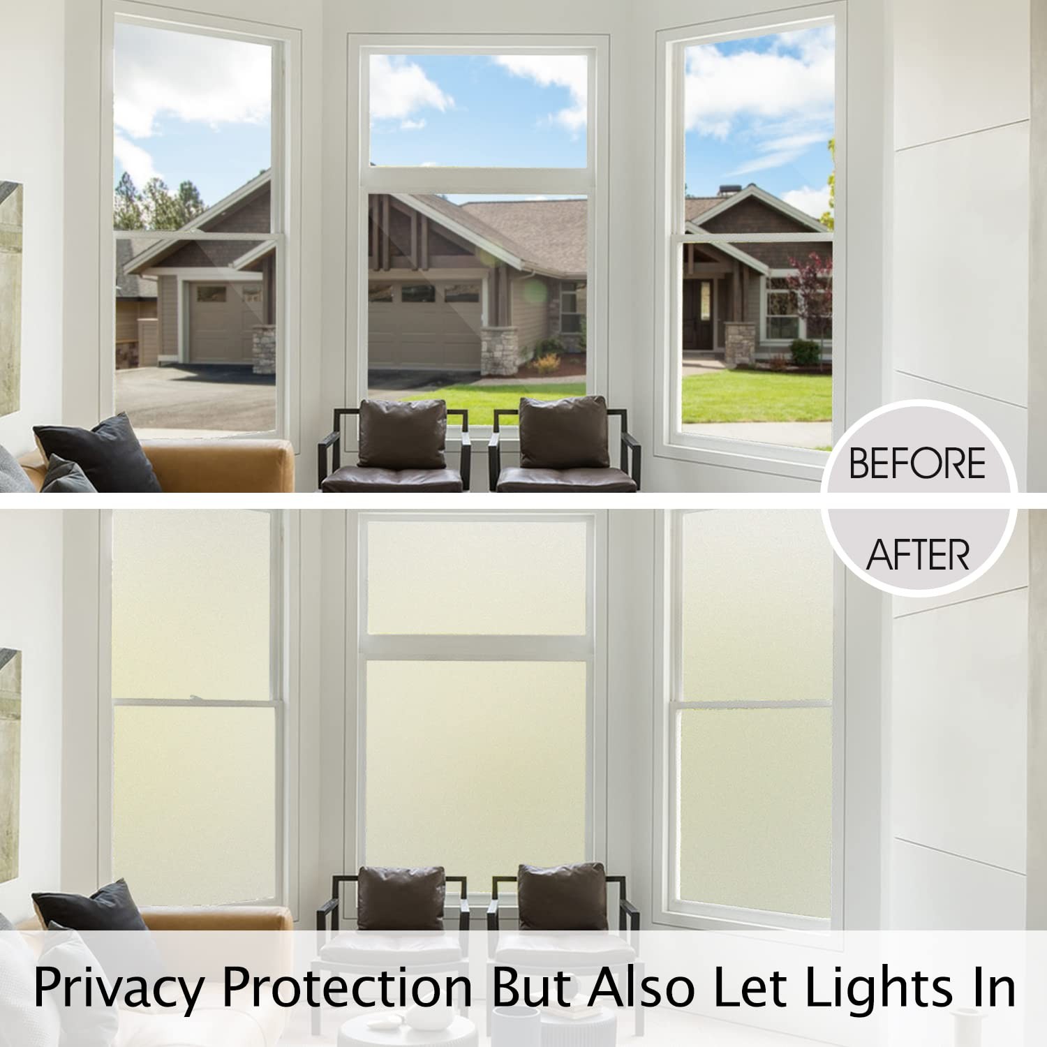 HIDBEA Frosted Window Privacy Film Heat Control UV Blocking, Static Cling Non…