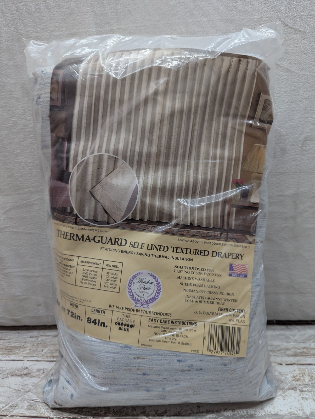 Vintage 1986 Lichtenberg Blue Summit Pleated Drapes Pair 72″ W x 84″ L NEW