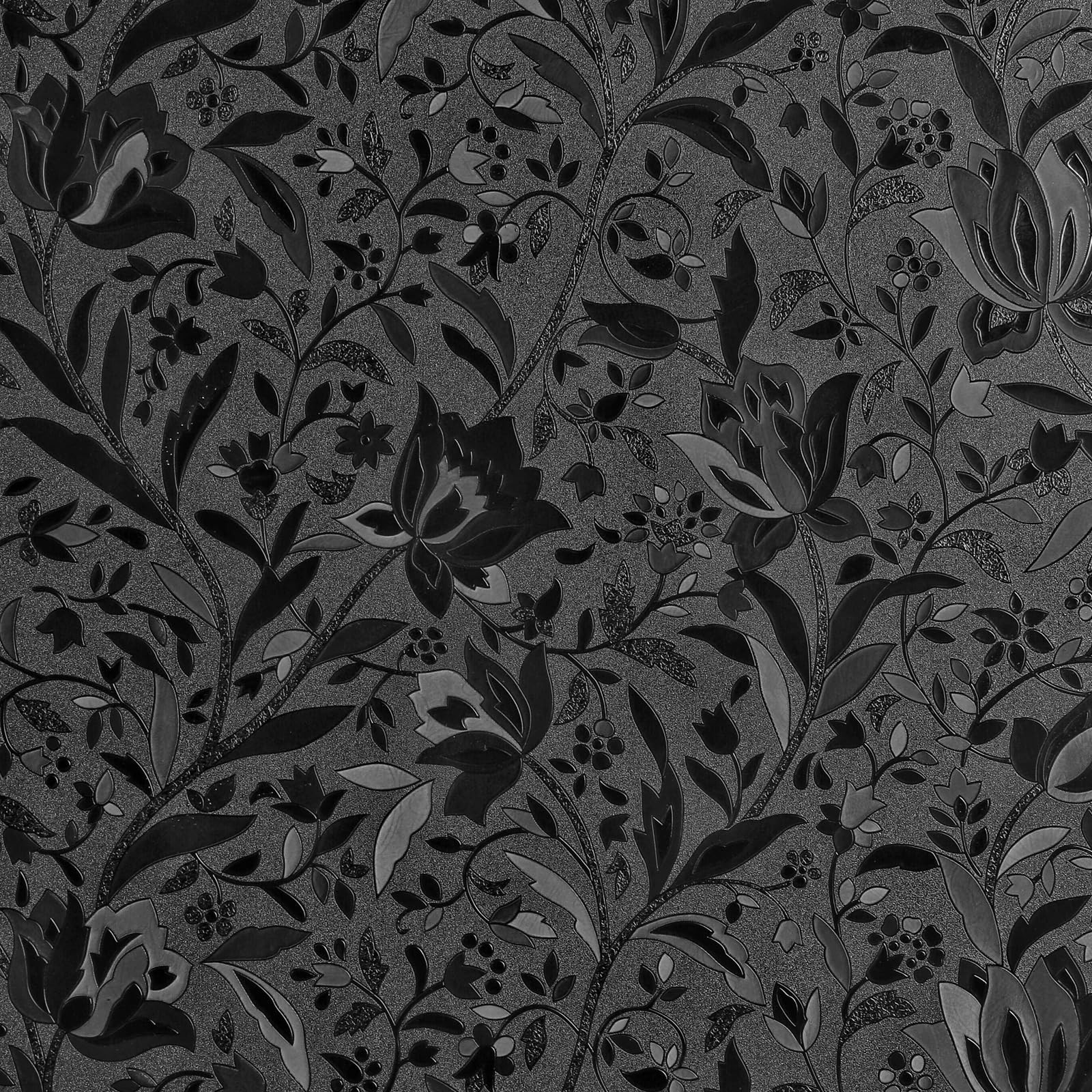 Blackout Room Darkening Etched Tulip Window Film Privacy No Glue 17.5x157in