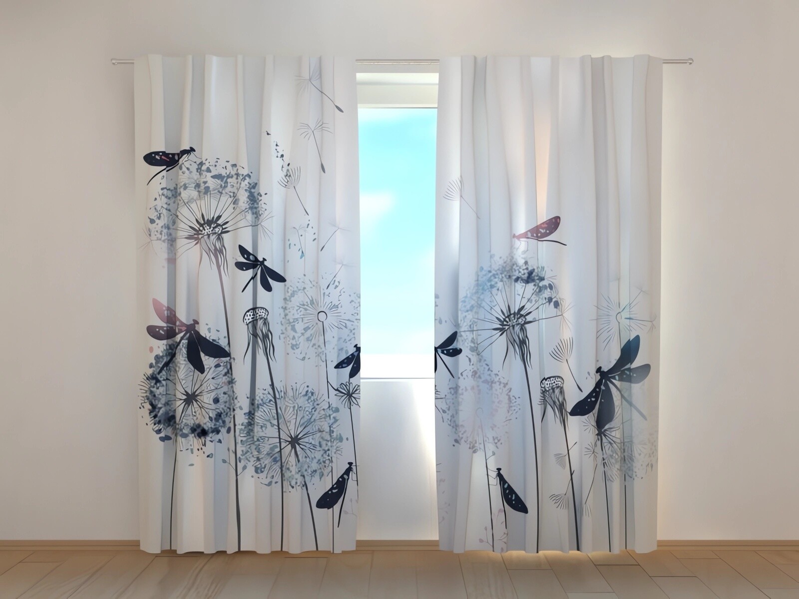 Curtain “Gentle Dandelions and Dragonflies” – Elegance for Your Living Space